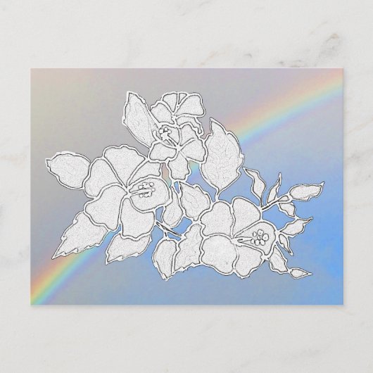 Briefkaart - Hibiscus Flowers to Color (Voorkant)