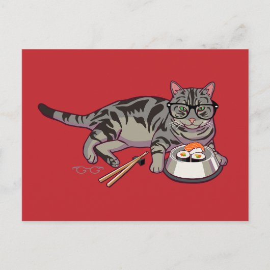 Briefkaart Hipster Kat (zonder tekst) (Voorkant)
