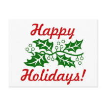 Briefkaart - Holly Greetings