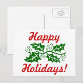 Briefkaart - Holly Greetings (Voorkant / Achterkant)
