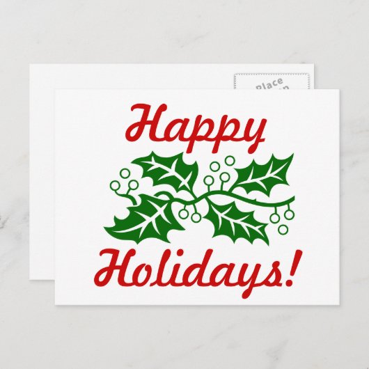 Briefkaart - Holly Greetings (Voorkant / Achterkant)