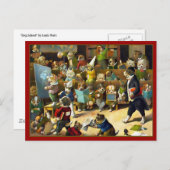 Briefkaart: "Hondenschool" door Louis Wain Briefkaart (Voorkant / Achterkant)