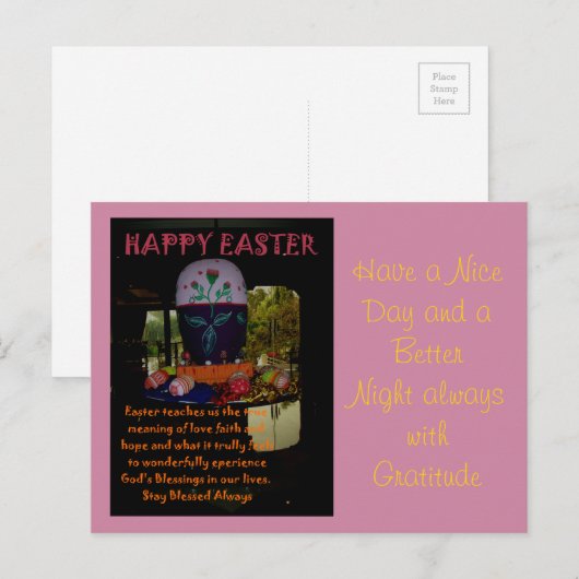 Briefkaart Horizontale Sjabloon Gelukkig Pasen (Voorkant / Achterkant)