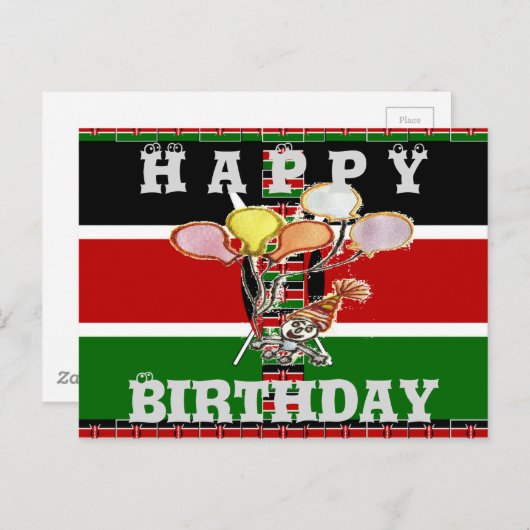 Briefkaart Horizontale Sjabloon Happy Birthday (Voorkant / Achterkant)