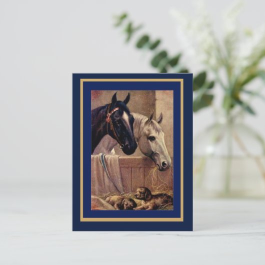 Briefkaart  Horses Dogs (Staand voorkant)