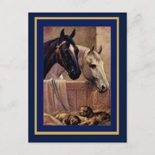 Briefkaart Horses Dogs