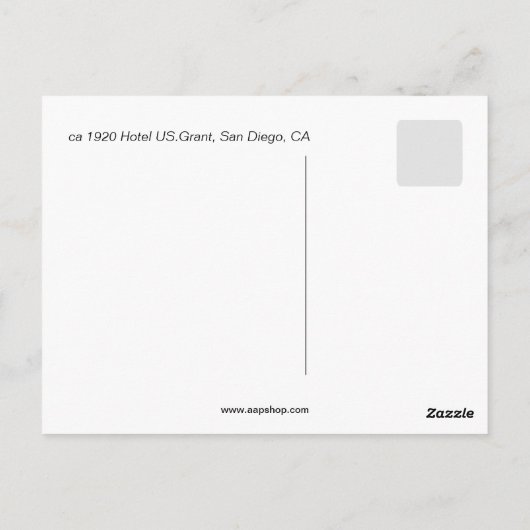  briefkaart Hotel Ulysses S.S. Grant San Diego (Achterkant)