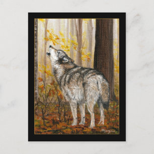 Briefkaart Howling wolf