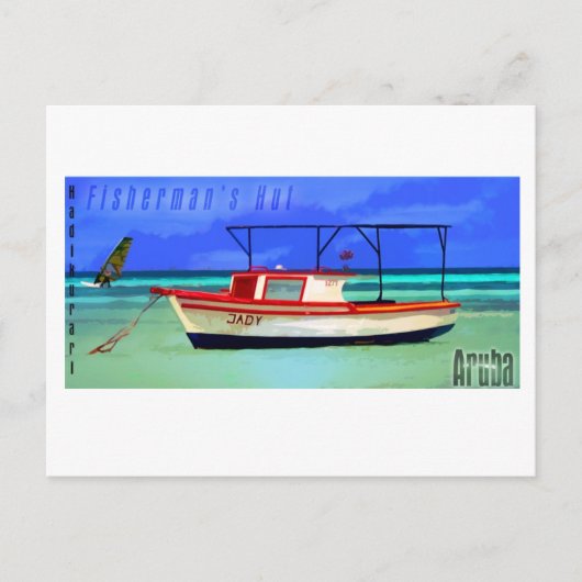 Briefkaart Hut Aruba van vissers (Voorkant)