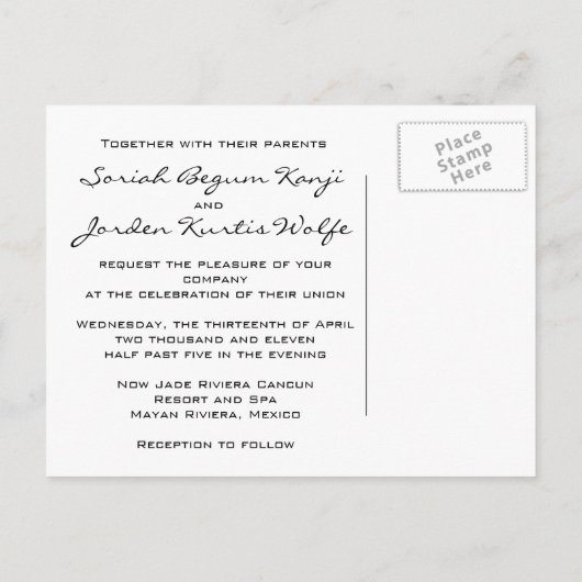 briefkaart huwelijksuitnodiging (Achterkant)