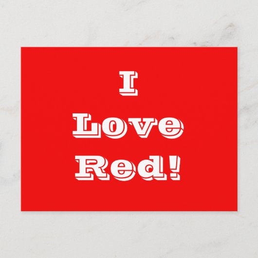 Briefkaart I Love Red (Voorkant)