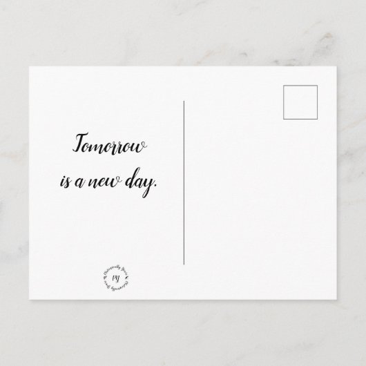 Briefkaart - Ik denk: Morgen is een nieuwe dag. (Achterkant)