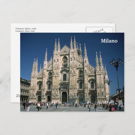 briefkaart "Il Duomo, Milano" (Voorkant / Achterkant)