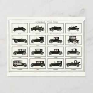 Briefkaart -  illustratie van de Automobielen