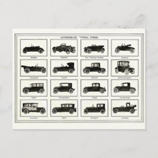 Briefkaart -  illustratie van de Automobielen