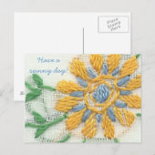 Briefkaart in geborduurde dagen (Voorkant / Achterkant)