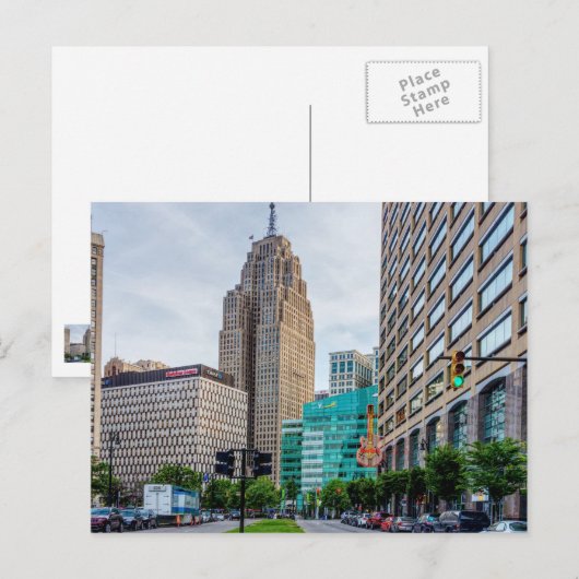 Briefkaart in het centrum van Detroit (Voorkant / Achterkant)