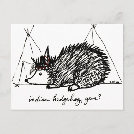 Briefkaart Indische egel (Voorkant)