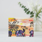 Briefkaart Indische olifanten (Staand voorkant)