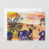 Briefkaart Indische olifanten (Voorkant / Achterkant)