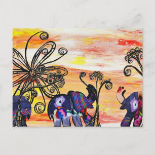 Briefkaart Indische olifanten