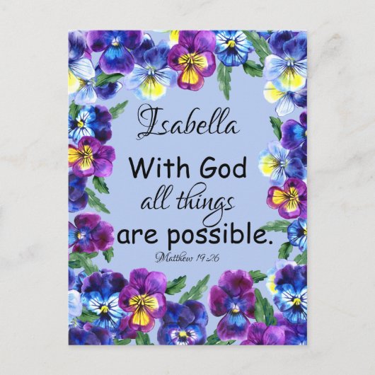 Briefkaart Inspirerend Bijbel Verse Floral Name (Voorkant)