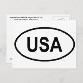 BRIEFKAART IntL-voertuigregistratiecode VS (Voorkant / Achterkant)