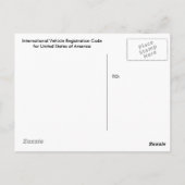 BRIEFKAART IntL-voertuigregistratiecode VS (Achterkant)
