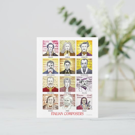 Briefkaart Italiaanse componisten (Staand voorkant)