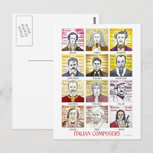 Briefkaart Italiaanse componisten (Voorkant / Achterkant)
