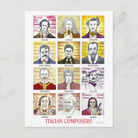 Briefkaart Italiaanse componisten (Voorkant)