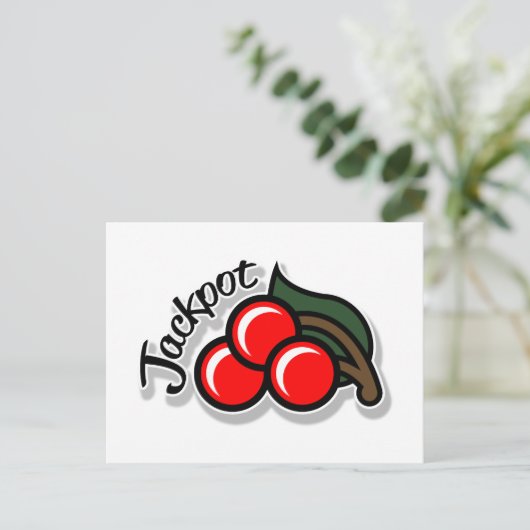 Briefkaart Jackpot Cherries (licht) (Staand voorkant)