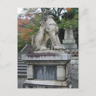 Briefkaart Japanse Guardian Lion Temple Statue