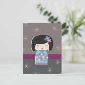 Briefkaart Japanse Kokeshi Doll (Staand voorkant)