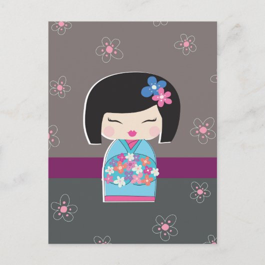 Briefkaart Japanse Kokeshi Doll (Voorkant)