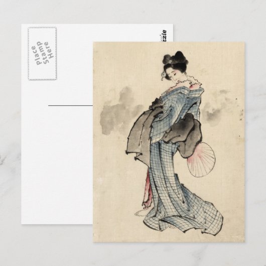 Briefkaart Japanse vrouw (Voorkant / Achterkant)