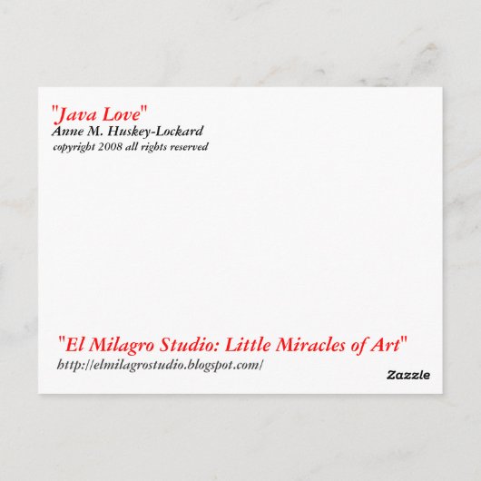 briefkaart "Java Love" (Achterkant)