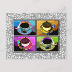 Briefkaart - Java Verslavingen Pop Art