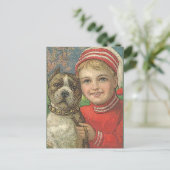  briefkaart jongen en hond (Staand voorkant)