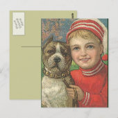  briefkaart jongen en hond (Voorkant / Achterkant)