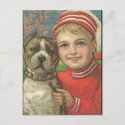  briefkaart jongen en hond (Voorkant)