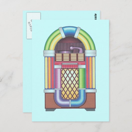 Briefkaart Jukebox Retro Party Uitnodigingen (Voorkant / Achterkant)