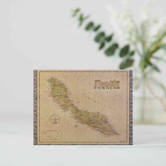 Briefkaart Kaart Curaçao (Staand voorkant)