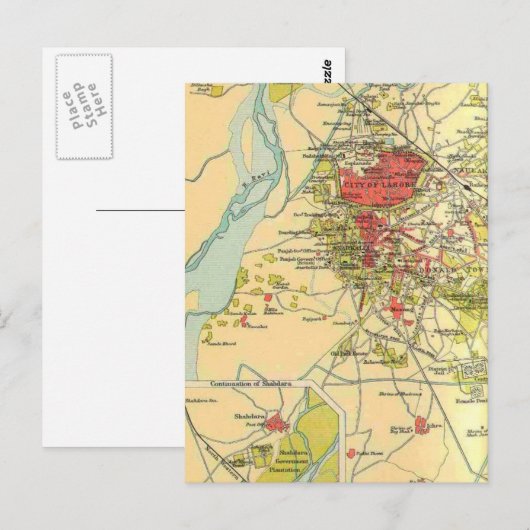 Briefkaart  kaart Lahore (Voorkant / Achterkant)