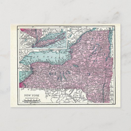 Briefkaart: Kaart van New York, 1921 (Voorkant)