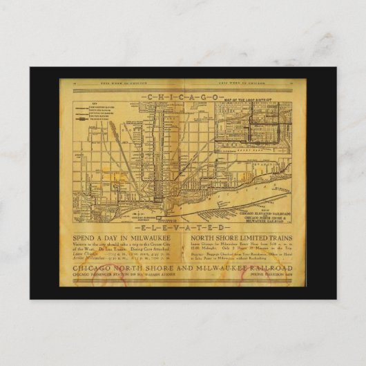 Briefkaart- Kaarten-Chicago L Kaart (Voorkant)