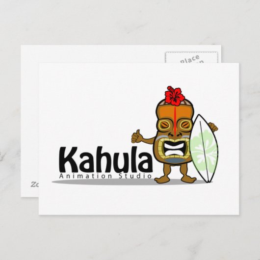 Briefkaart Kahula Animation Tiki Man (Voorkant / Achterkant)
