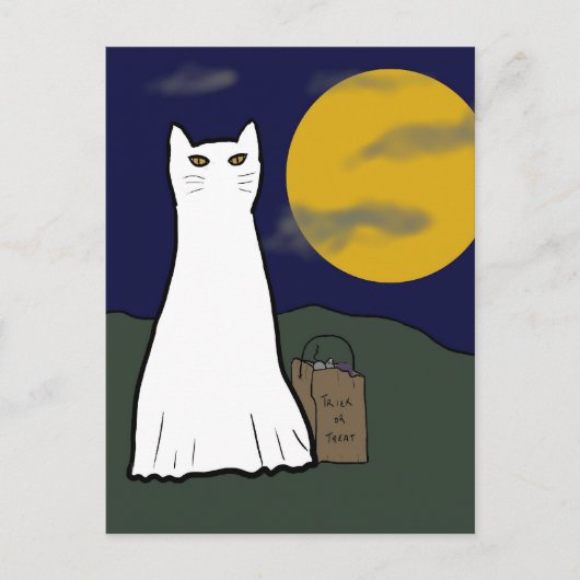 Briefkaart Kat van spoky Trick or treat (Voorkant)