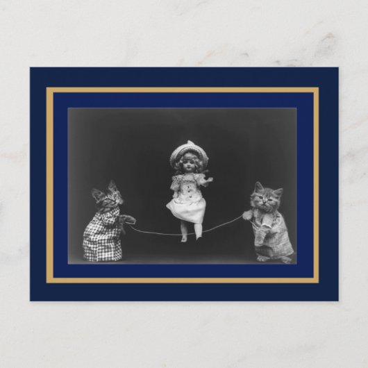 Briefkaart Katten en Doll Skipping (Voorkant)