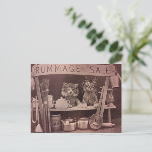 Briefkaart katten Rummage Verkoop (Staand voorkant)